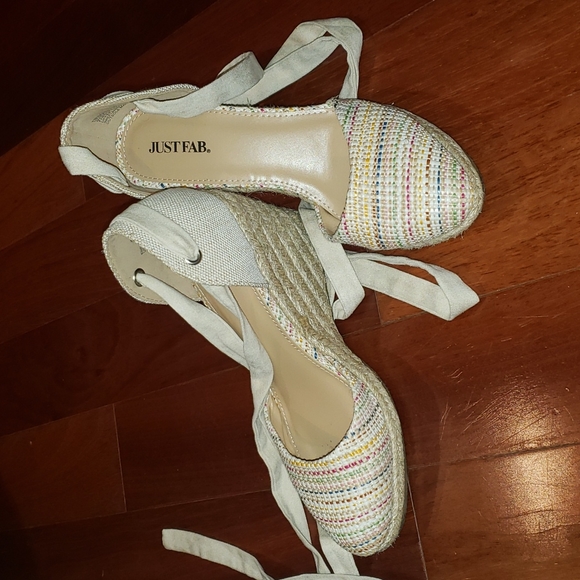 Beige Strappy Wedges Platform Sandals - Picture 2 of 4